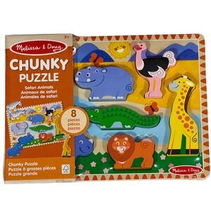 Melissa & Doug Chunky Puzzle Safari Animals‎ 8 Piece Wooden Educational Toy